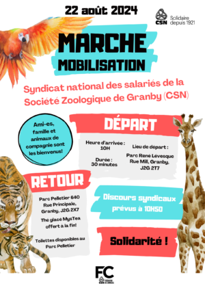 Marche en appui aux syndiqué-e-s en lock-out du Zoo de Granby